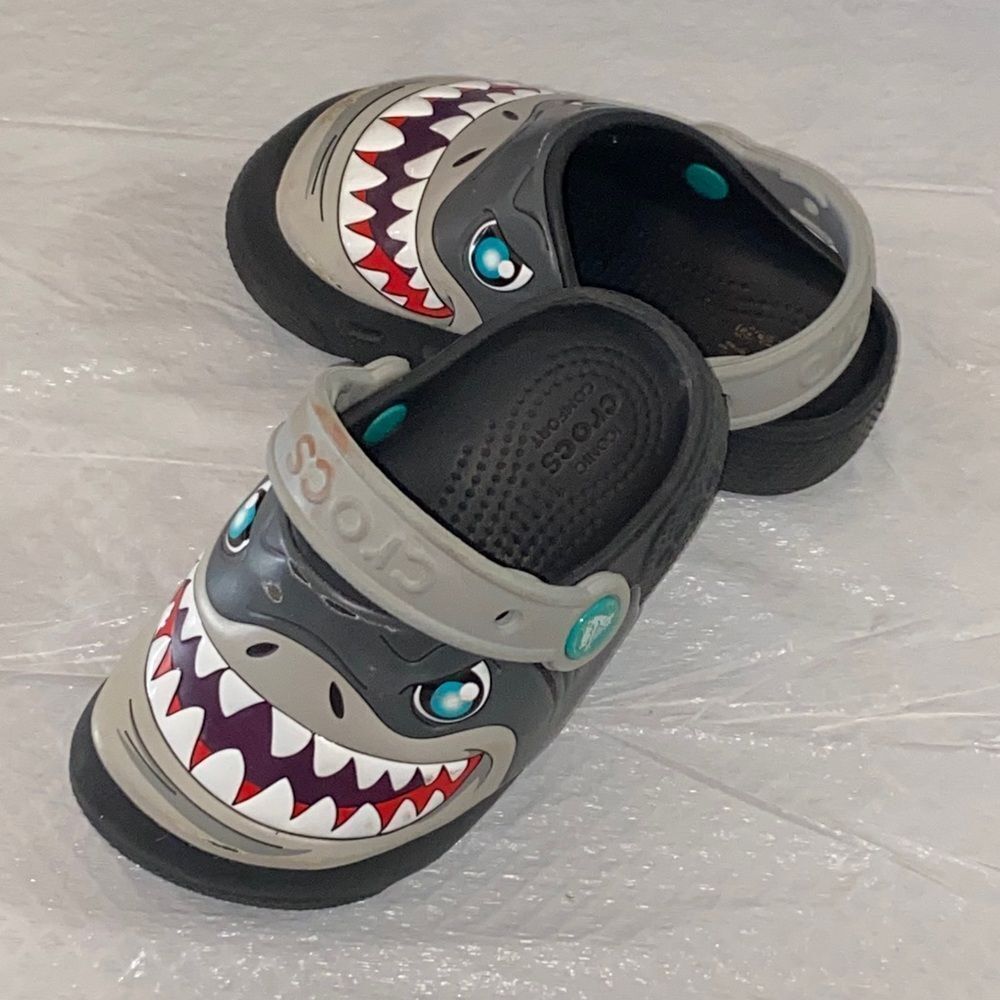 Kids Shark Clogs - Gray and Black C 8